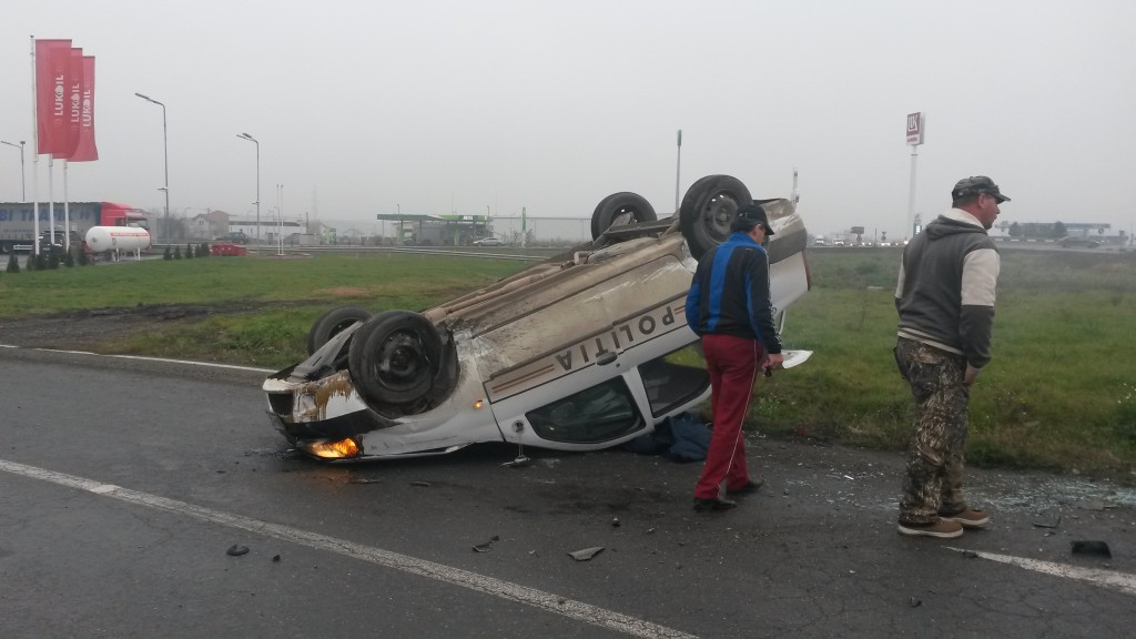 Accident cu mașina IPJ Timiș