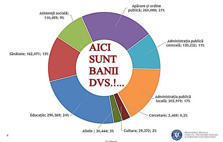 Cel puțin 1 din 5 bugetari din România lucrează la Apărare și ordine publică!…