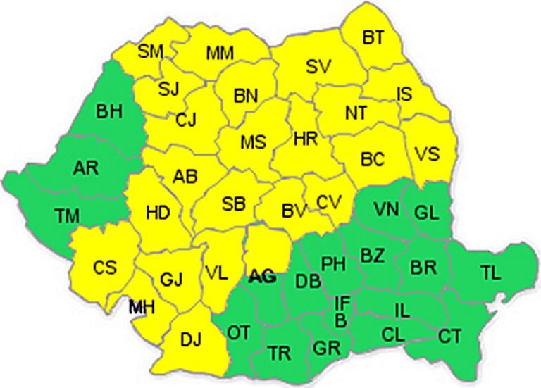 COD GALBEN peste BANAT de vijelii, averse și instabilitate atmosferică