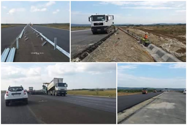 Asfalt pe Lugoj – Deva şi montare de parapeţi. Se trage tare pentru deschidere