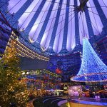 Christmas market, central forum of the Sony Center, Potsdamer Platz square, Berlin, Germany, Europe