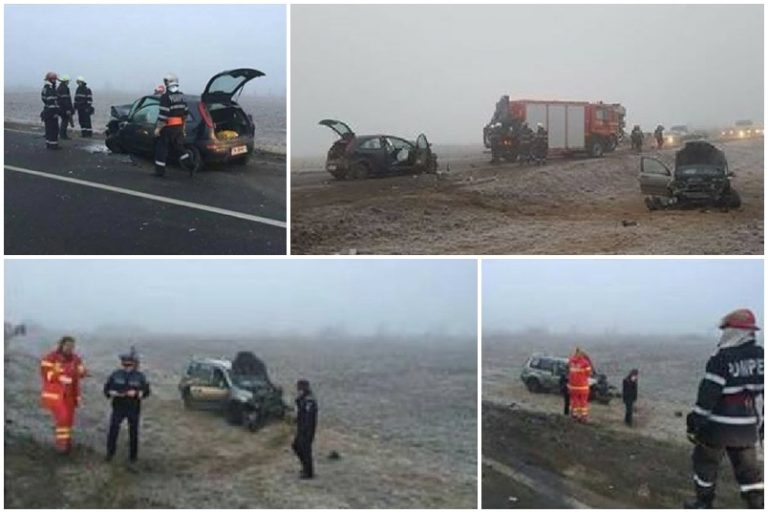Trei persoane în spital şi trei maşini distruse într-un accident la Pădureni