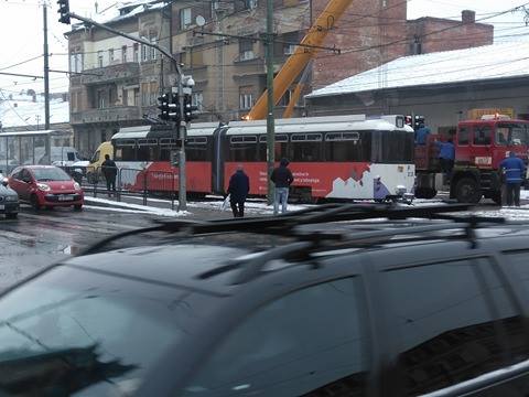 Tramvai deraiat pe strada Gării din Timișoara-VIDEO