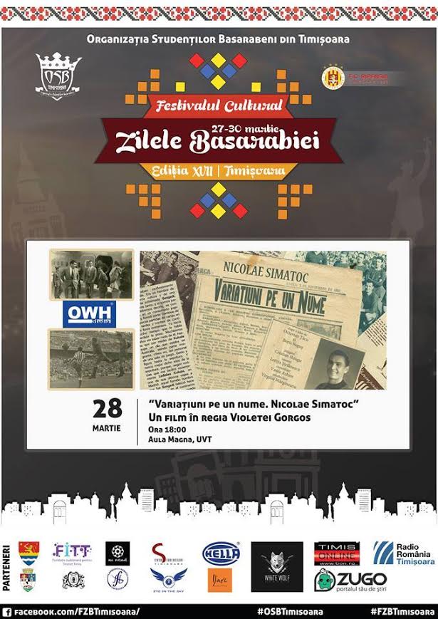 Film documentar despre legendarul ripensist Nicolae Simatoc, proiectat la Timișoara, în cadrul Zilelor Basarabiei