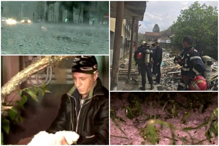 Ploile torențiale și grindina au făcut ravagii azi noapte în sudul Banatului. Un cămin din Reșița, lovit de trăznet!