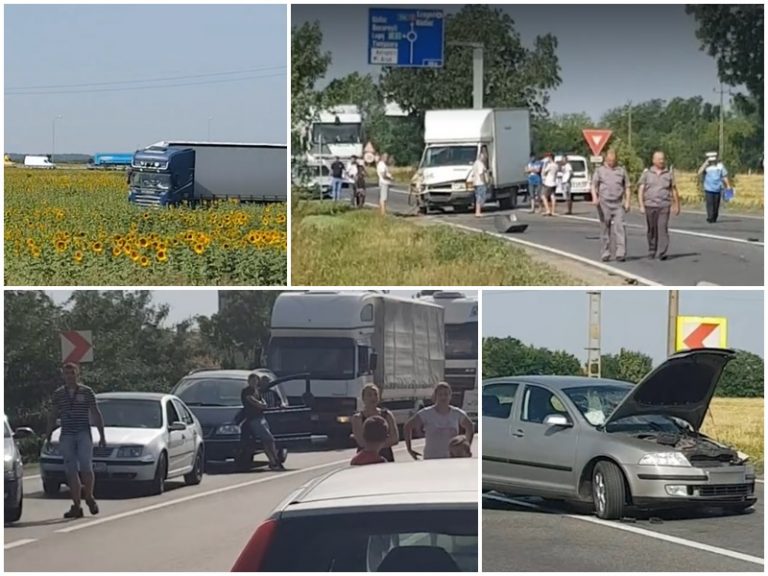 Teribil accident astăzi în vestul țării! Trei mașini implicate, un TIR, o camionetă și un autoturism