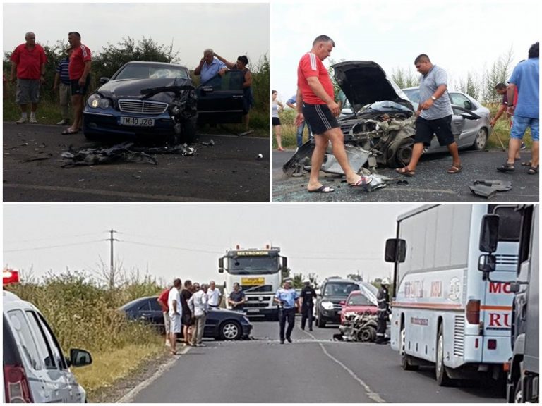 Accident grav lângă Timișoara, trei mașini implicate