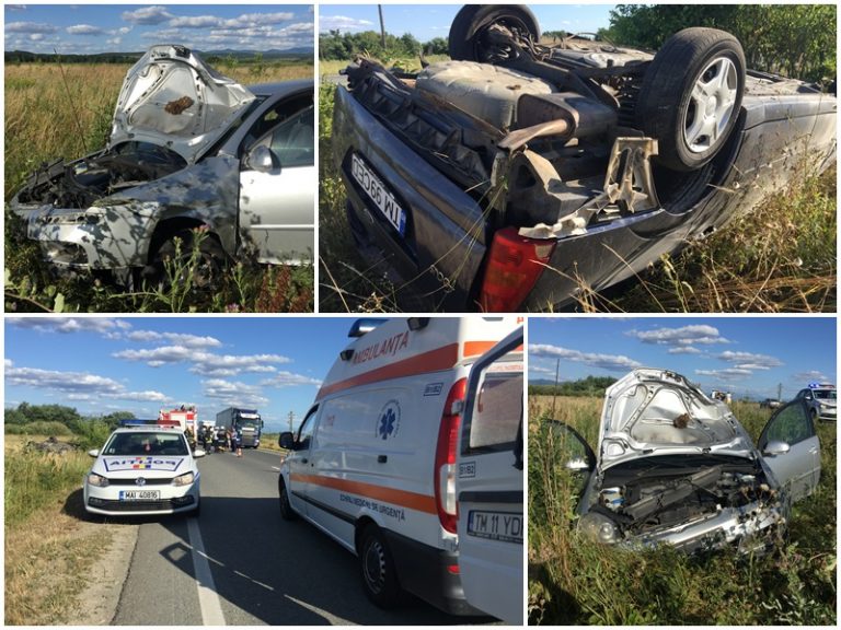 Doi tineri în spital și două mașini distruse, după o depășire ratată