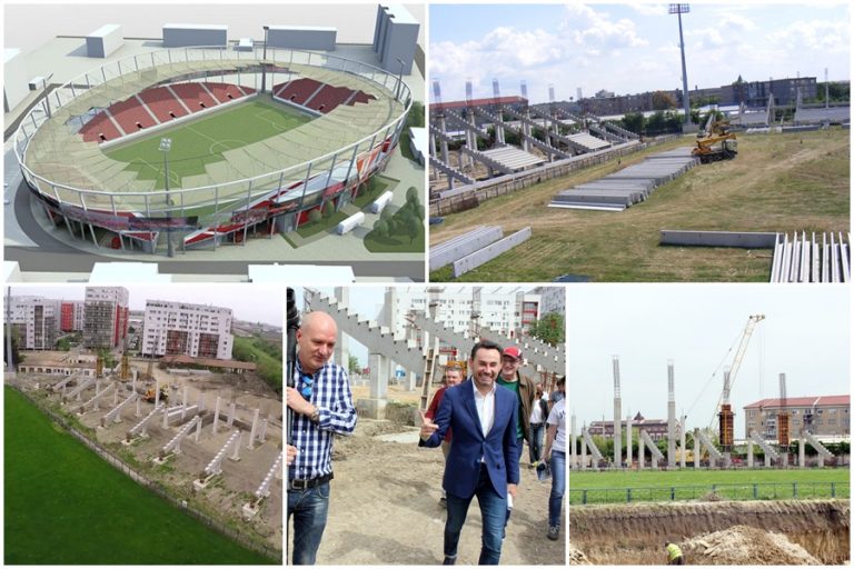 În timp ce la Timișoara autoritățile se ceartă pe amplasamente, la Arad lucrările la stadion intră în linie dreaptă