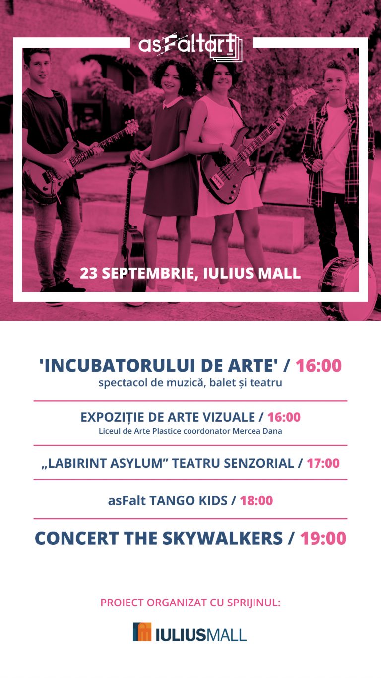 Teatru senzorial, spectacole de muzică și alte momente artistice, sâmbătă, la festivalul „asFalt art”, în Iulius Mall