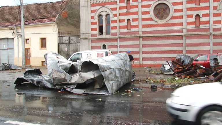 Bilanțul urgiei de duminică: sute de apeluri la 112, copaci și acoperișuri luate de vânt