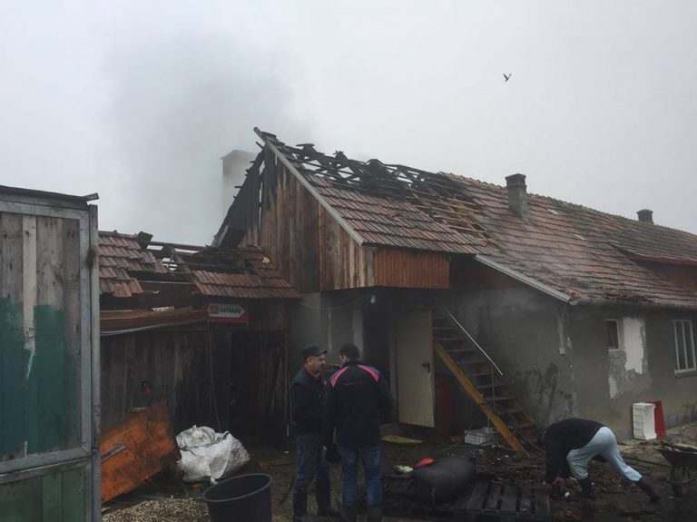 Incendiu într-o localitate din Timiș! Acoperișul unei case, distrus complet. Foto