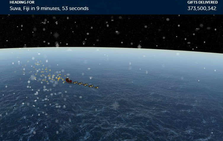 Moș Crăciun a pornit în călătoria sa de 510 milioane km pentru a duce daruri copiilor. Vezi când ajunge în România, prin satelit