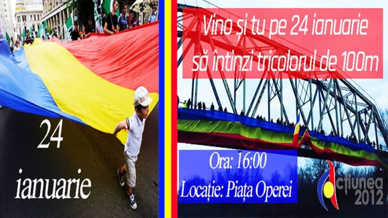 Tricolor de 100 de metri, desfăşurat la Timişoara de Mica Unire