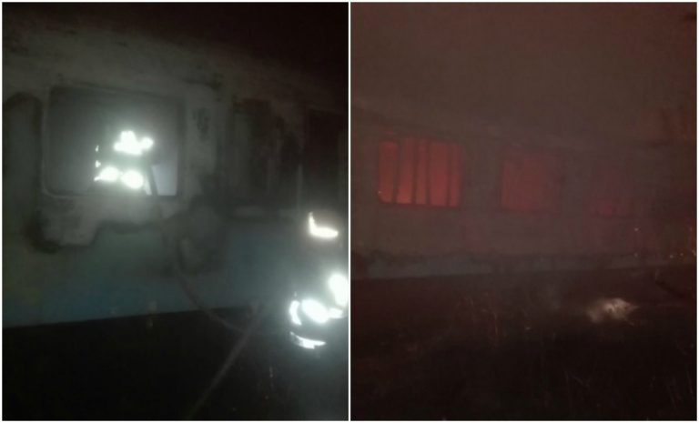 Incendiu puternic în Gara de Nord a Timișoarei! Vagoane în flăcări, un om decedat