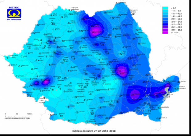 Temperaturi de -42 de grade Celsius resimțite în Banat! Anunț șoc de la meteorologi