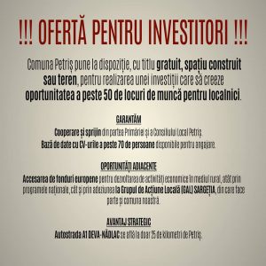 oferta investitori petris