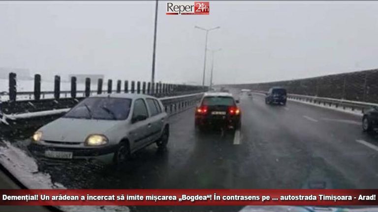Manevra demențială efectuată de șofer pe autostrada Timișoara-Arad!