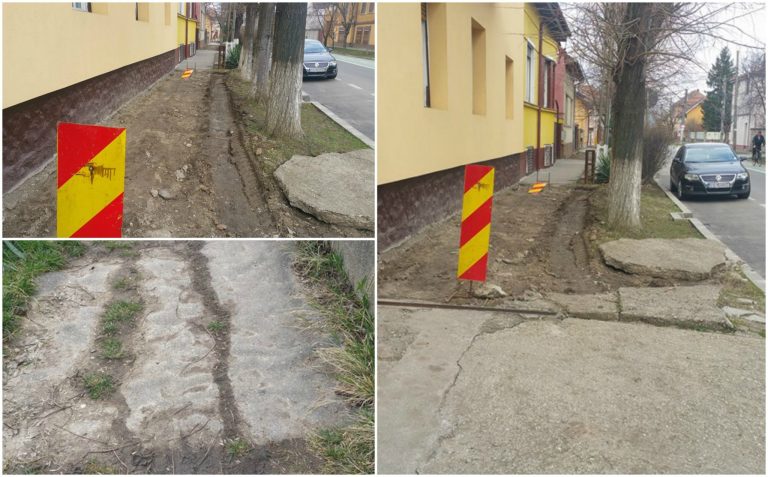 Trotuarele din Timișoara, capcane pentru pietoni! Unele au rămas ”în reparații”. Foto