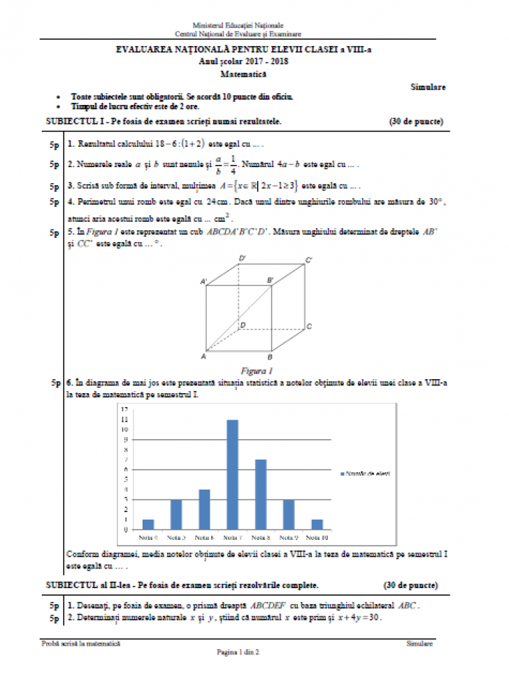 Când se afişează rezultatele la Simulare 2018 – Evaluare Naţională. Verifică ce notă ai luat!