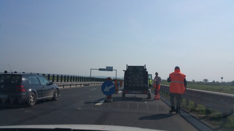 Atenție, șoferi!  Benzi blocate pe autostrada Timișoara – Lugoj. Foto