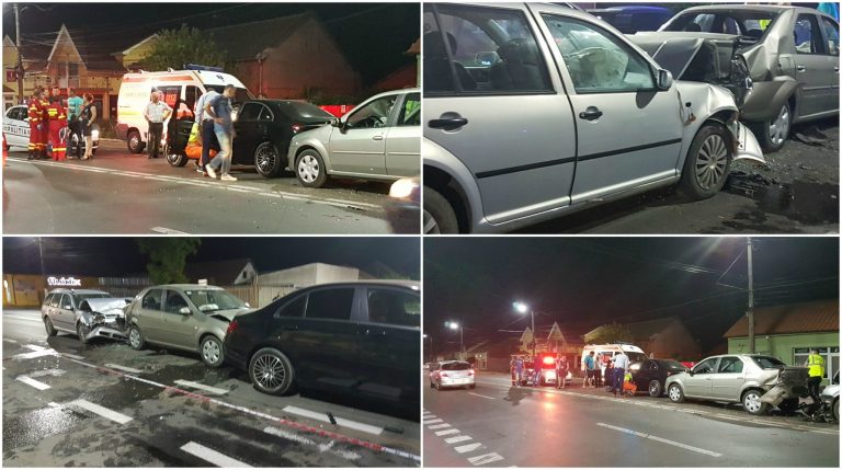 Un șofer turmentat a făcut praf trei mașini, într-un oraș din vestul țării