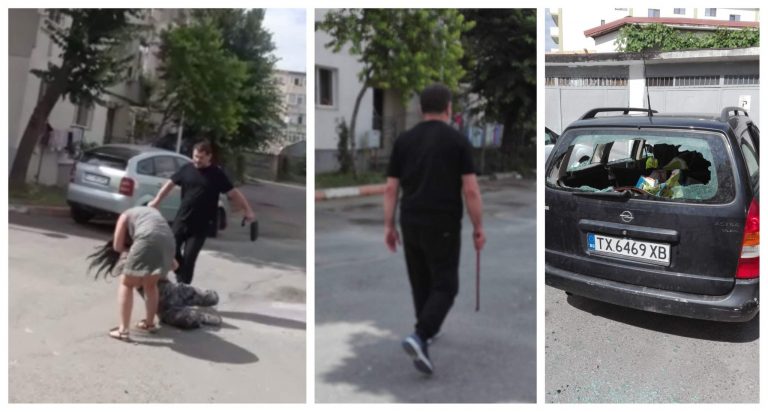 Femeie bătută cu ranga în plină stradă, sub privirile îngrozite ale oamenilor