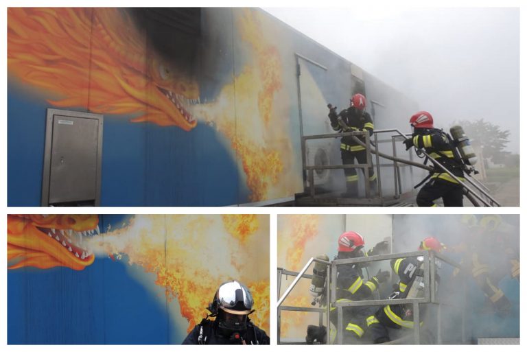 Pompierii din vest se antrenează în condiții reale cu un simulator unic în țară. FOTO