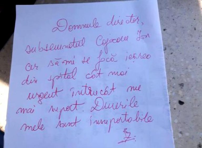 Mesajul unui pacient internat într-un spital din România, către fiica lui: “Dacă nu mă scoți de aici, mă arunc de la etaj”