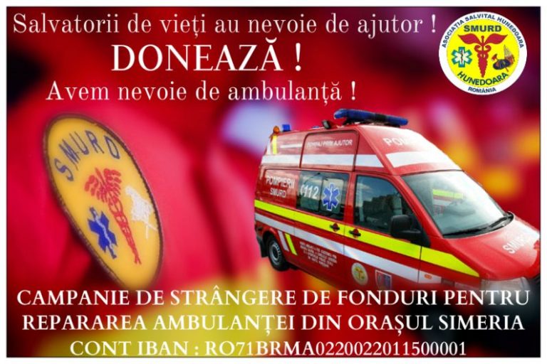 Paramedicii SMURD au nevoie de OAMENI! Campanie pentru repararea unei ambulanțe din vestul țării