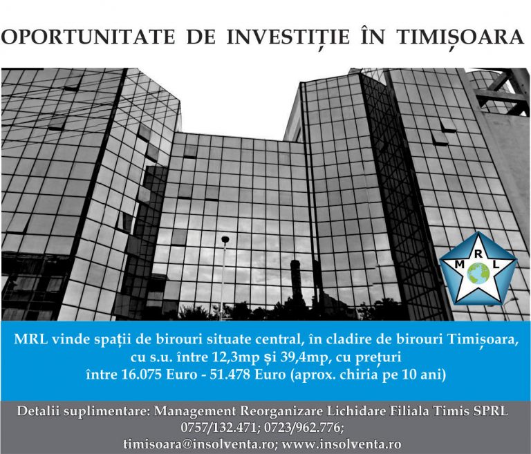 Oportunitate de investiție în Timișoara