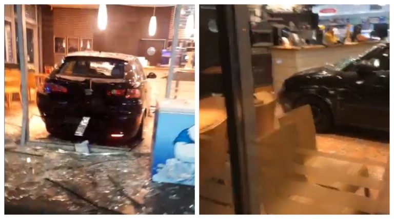 Accident cu 3 mașini în benzinărie! Un autoturism a intrat în clădirea stației peco. VIDEO