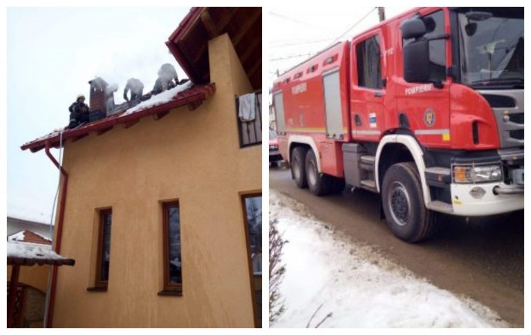 Acoperiș cuprins de flăcări. Intervenție grea pentru pompierii din Caraș-Severin. FOTO