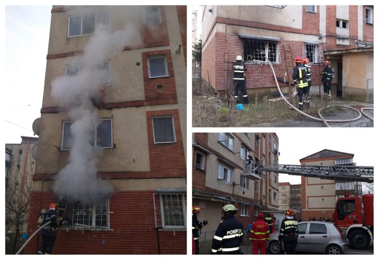 Incendiu la un apartament din Lugoj. Toți locatarii din bloc, evacuați. FOTO