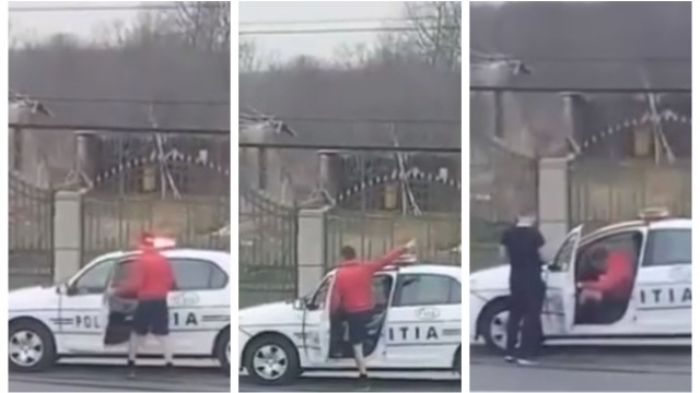 Un polițist român îmbrăcat în pantaloni scurți și tricou vânează șoferii în trafic. IMAGINI VIRALE