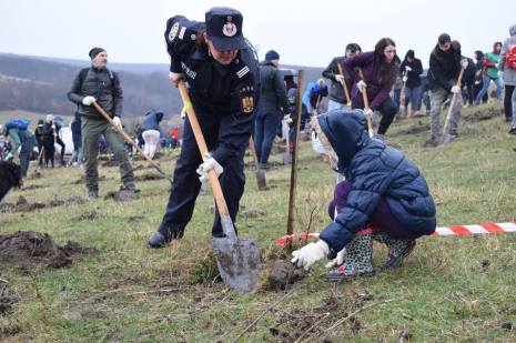 Pompierii, împreună cu familiile lor, au plantat pomi în apropierea Timişoarei
