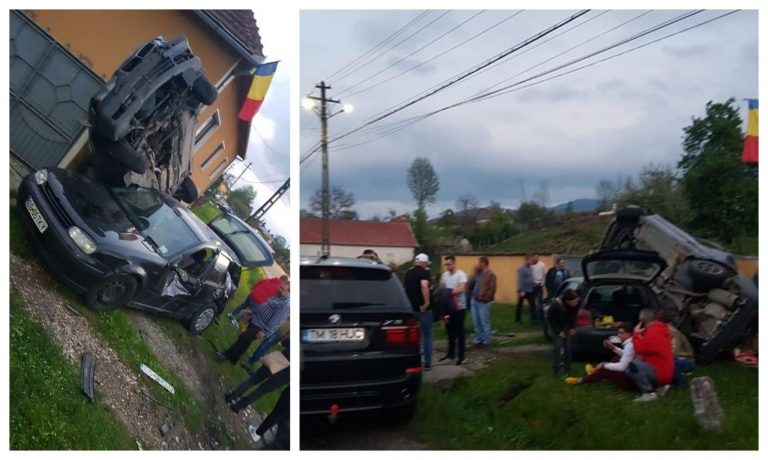 Un șofer a lovit trei mașini și s-a oprit într-o casă! Un autoturism aparține unui polițist timișorean