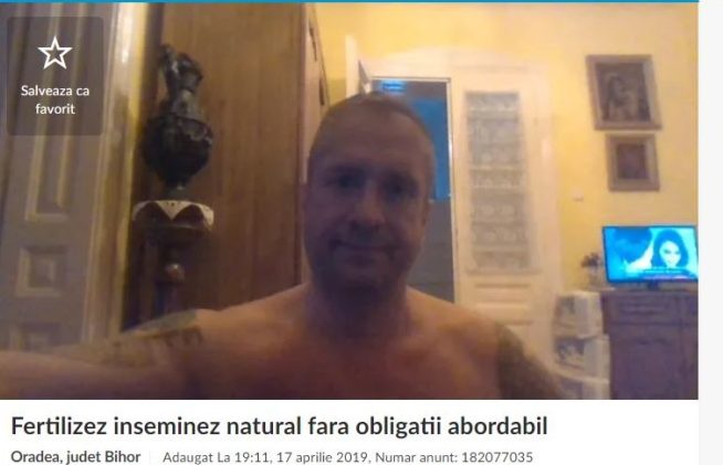 Fost deținut din vestul țării ”oferă” inseminare naturală femeilor care vor copii – ”Vom fi împreuna o singură dată fără probleme”