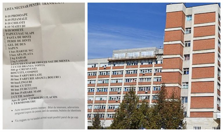 Lista primită de pacienți la un spital din România. Ce trebuie să aducă de acasă pe lângă crenvurști, brânză și hârtie de WC