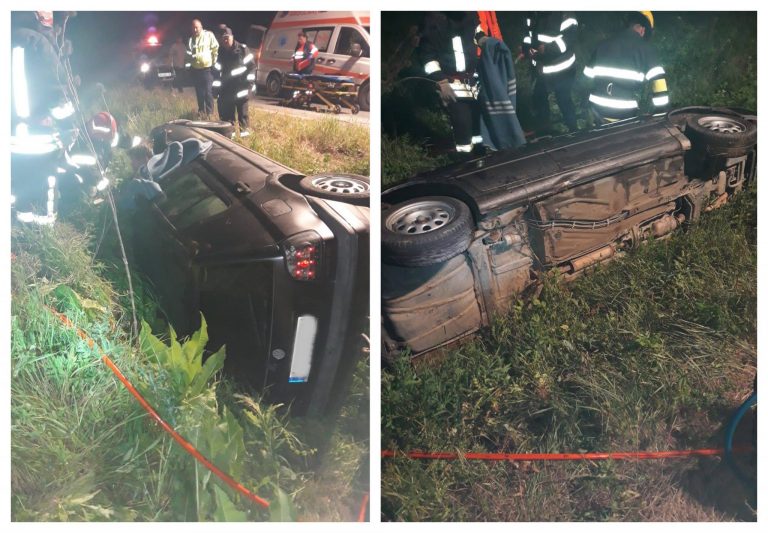 Accident cu trei victime în vestul țării. O mașină a ajuns în șanț