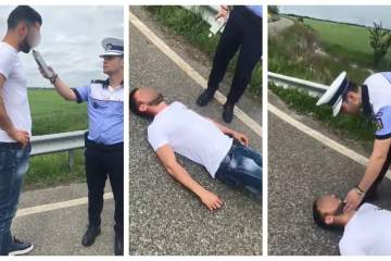 Un șofer prins beat pe autostradă a leșinat suflând în etilotest VIDEO