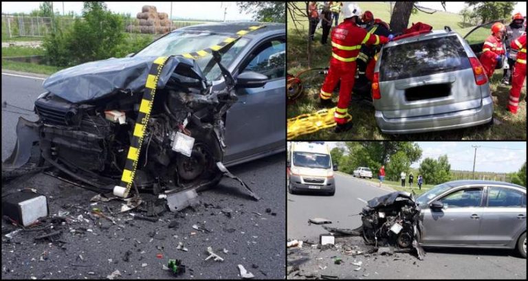 Accident cumplit în Arad. Patru victime, după ce două maşini s-au făcut praf pe DN 79