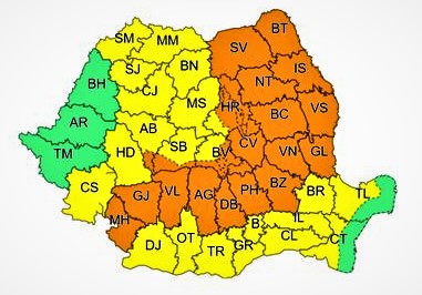 Atenționare meteo. Cod portocaliu și cod galben de ploi torențiale, în aproape toată țara