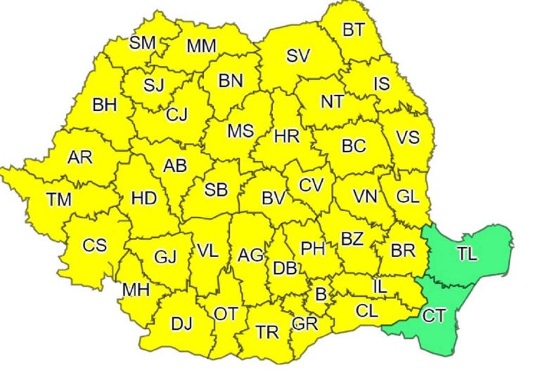 Alertă meteo în România. 39 de județe sub cod galben de furturi