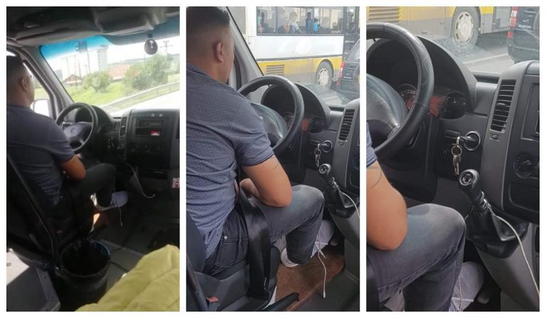 Un șofer de microbuz pe ruta Tg. Mureş – Braşov se uită la emisiuni tv pe telefon, când conduce