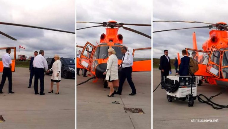 Viorica Dăncilă, cu elicopter privat în Moldova. Reacția PSD