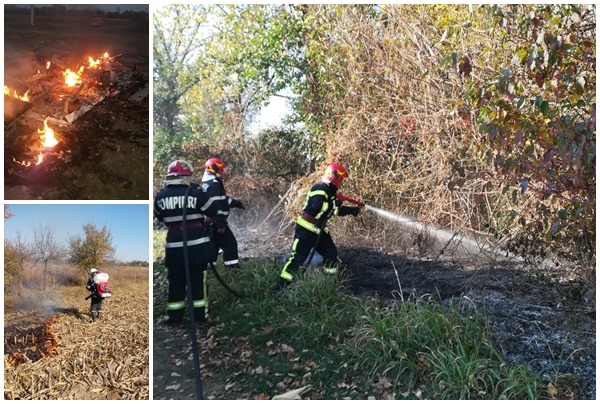 Toamna se numără… incendiile de vegetație uscată. Zeci de focare au fost stinse în Arad