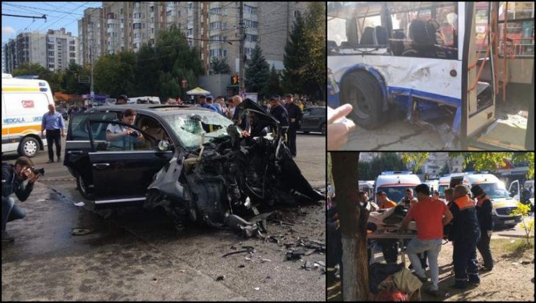 Impactul dintre un Porsche și un troleibuz, filmat. Șoferița avea 43 de amenzi VIDEO