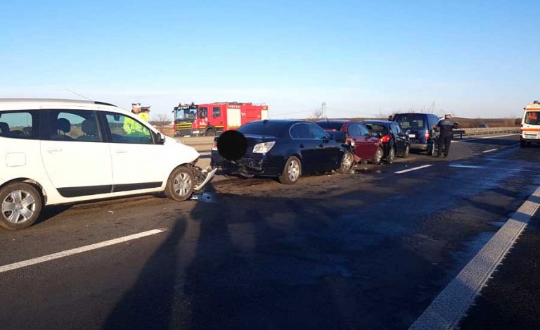 Accident în lanț pe autostrada A1. Șapte mașini implicate