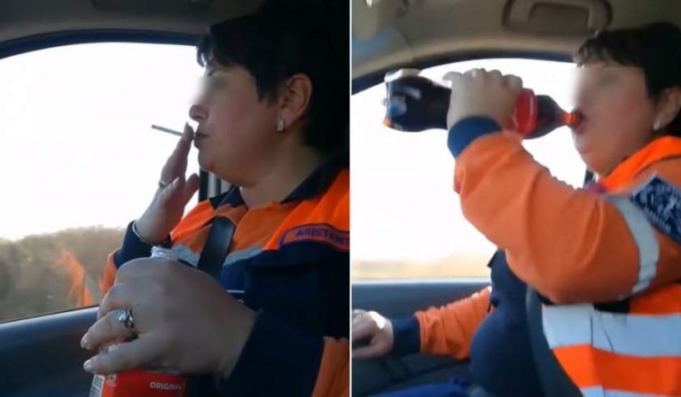Asistentă pe ambulanţă, filmată când fumează şi bea suc în timpul unei intervenţii, în vestul țării